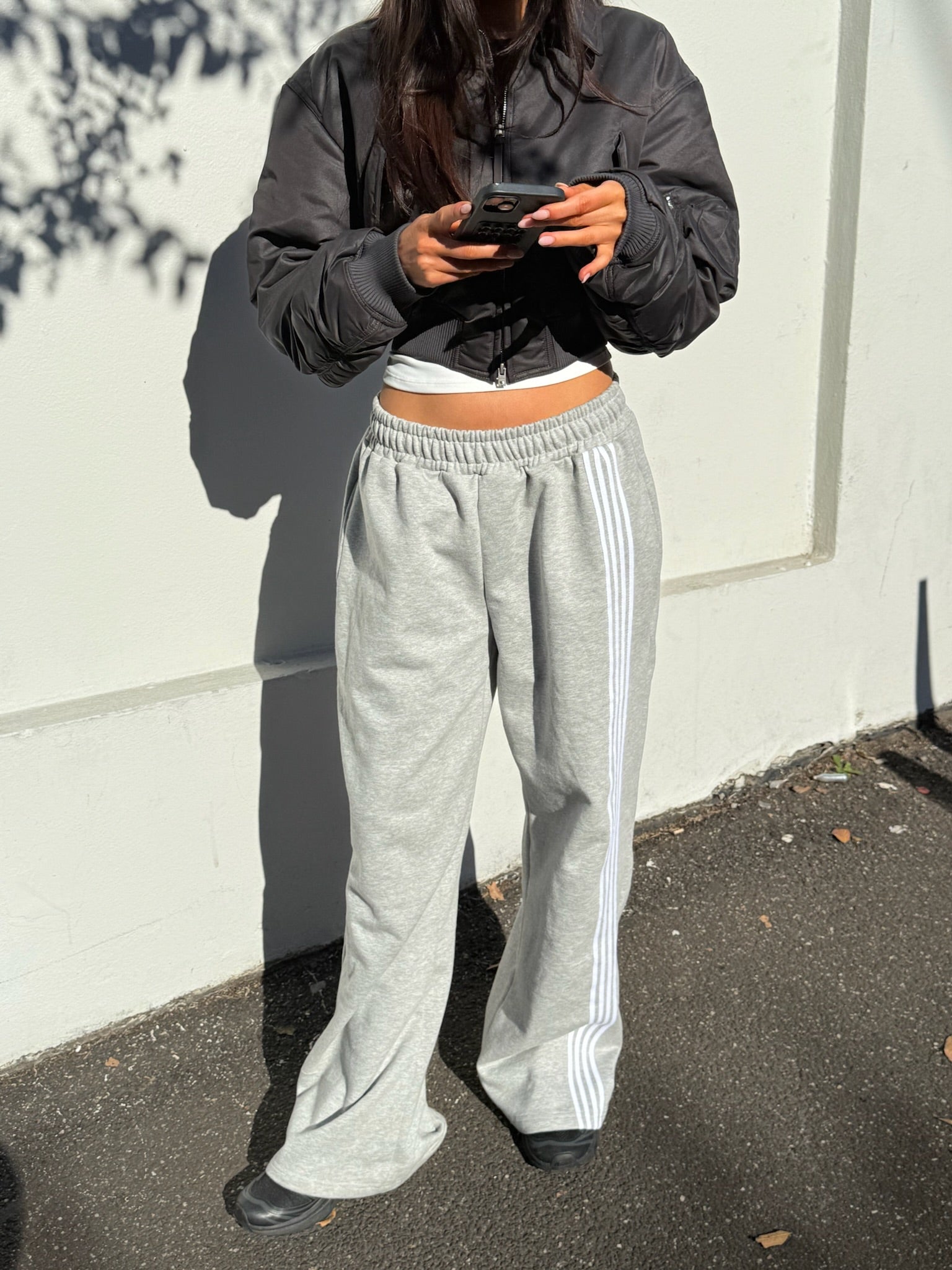 Asymmetric Stripe Track Pant - Grey