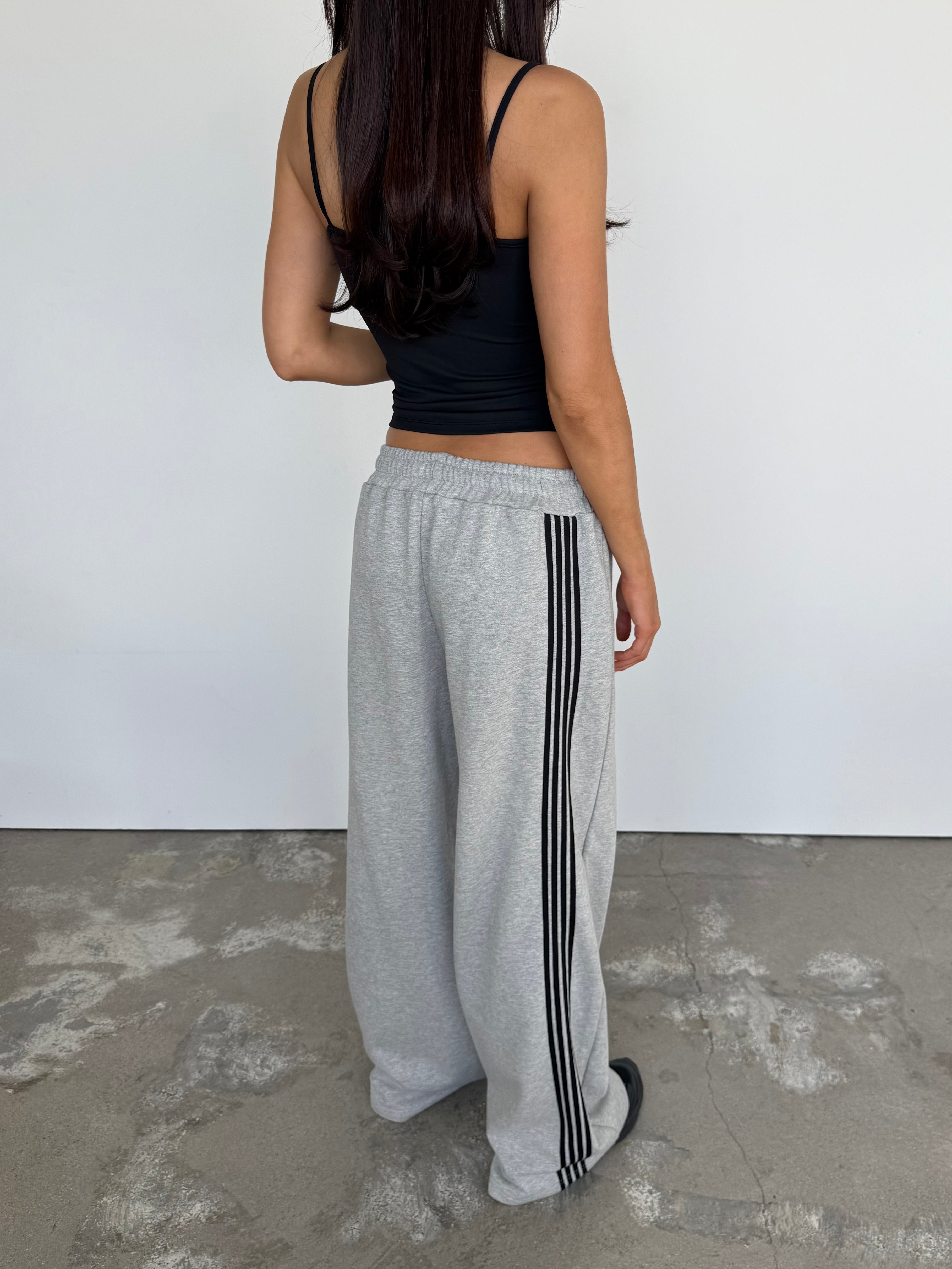 Asymmetric Stripe Track Pant - Grey/Black