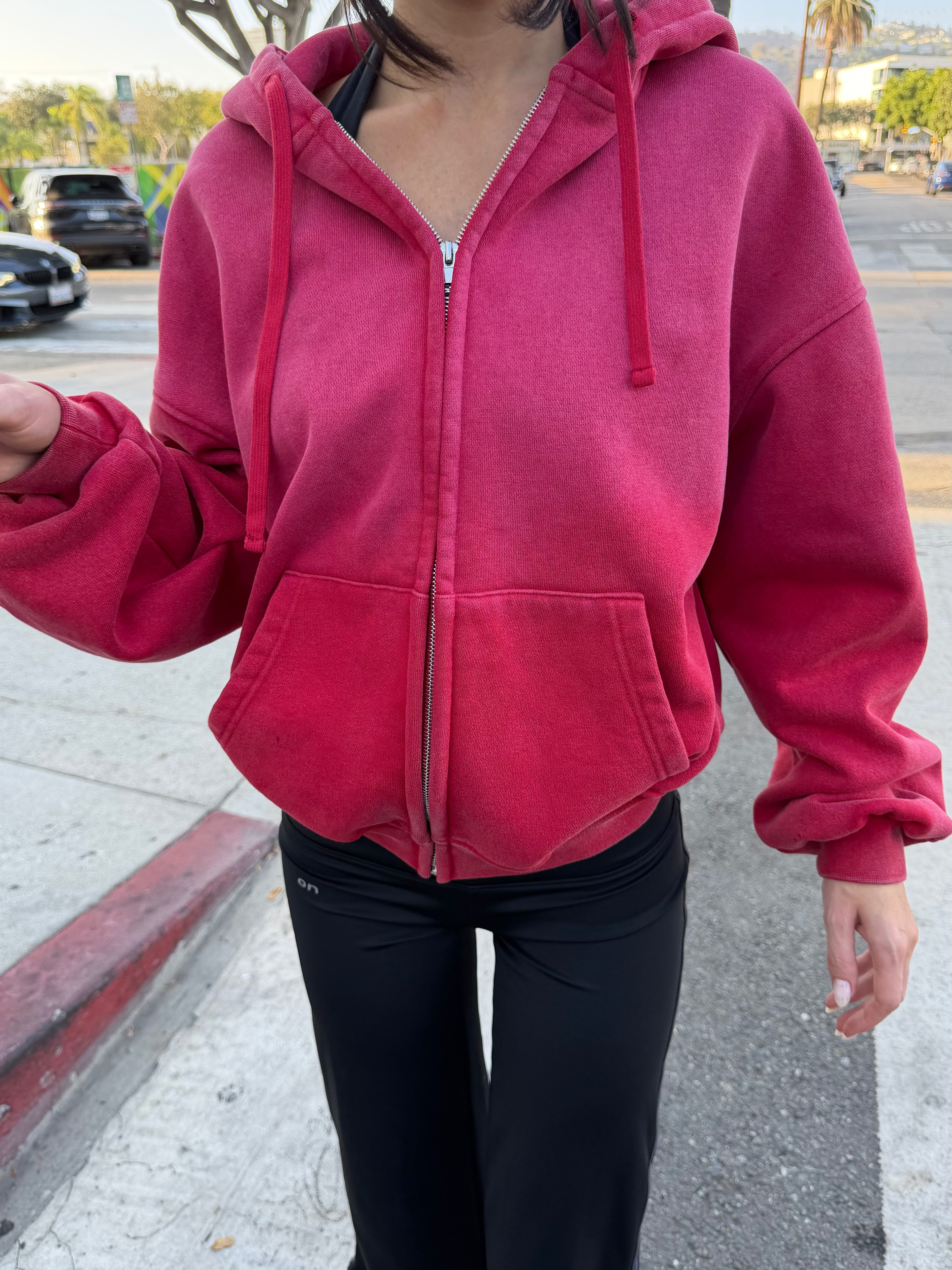 Vintage Wash Hoodie - Red